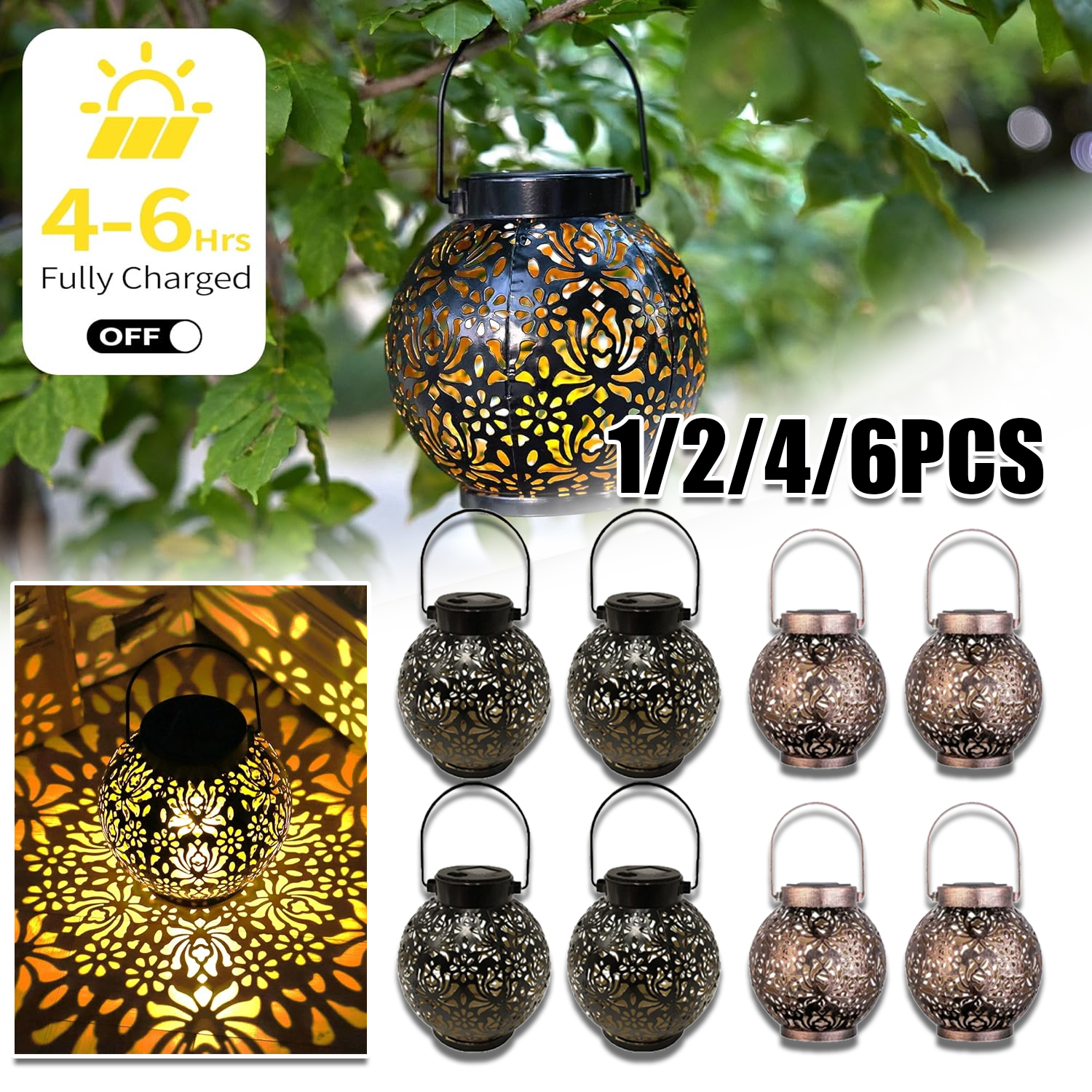 Smart Zen Garden - 1-6PCS Moroccan Solar Lanterns Outdoor Waterproof