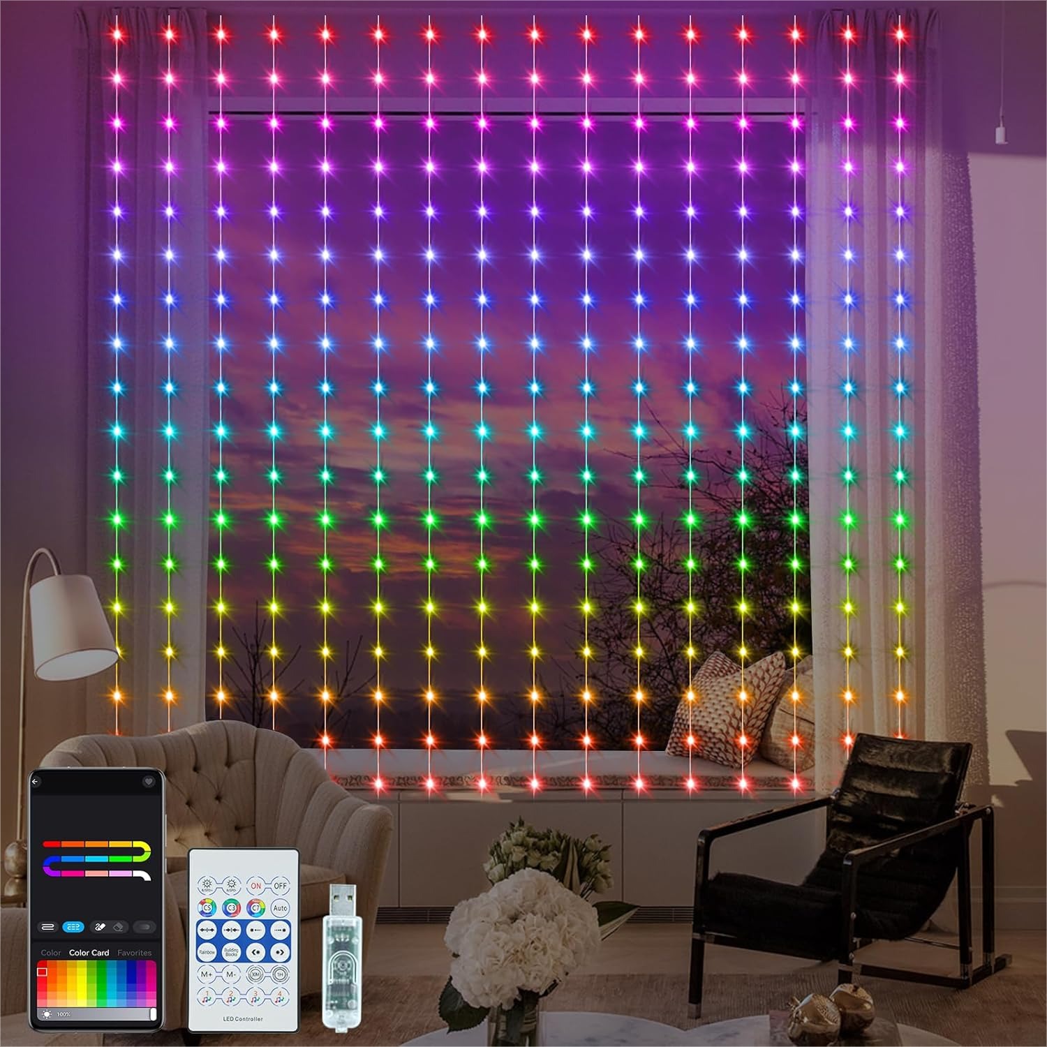 Smart Curtain Lights RGB 5050  – Smart Garden Usa Bewertung und Preis